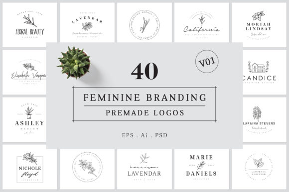 Download Feminine Branding Premade Logos V01 - Feminine branding Collection